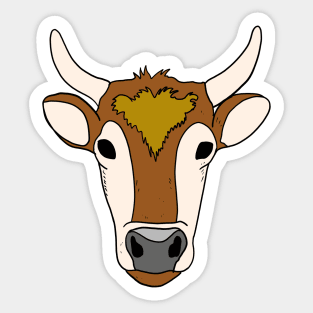 Hand Drawn Cow with brown and white fur Sticker